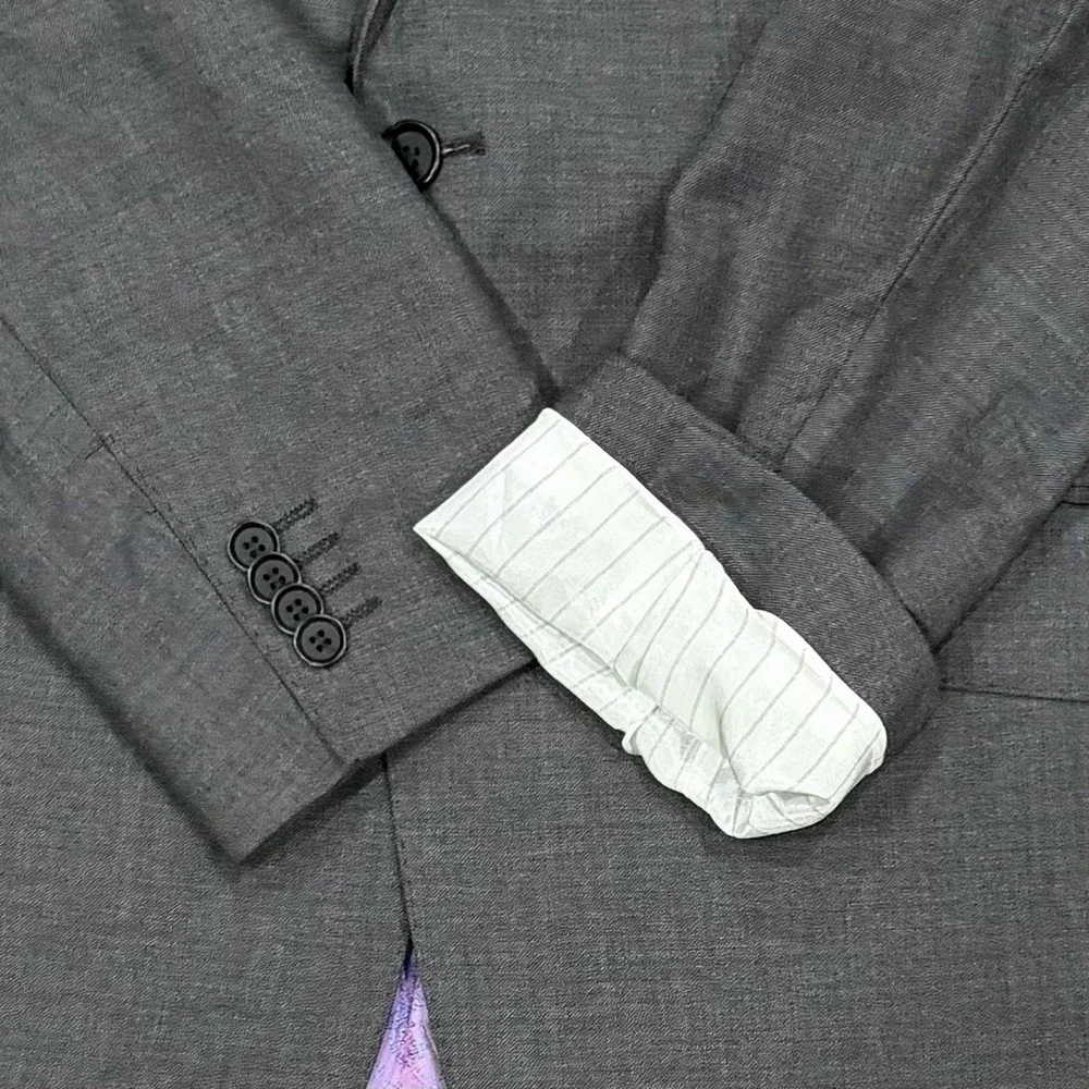 Sartoria Tosi 42R Hand Made Italy Super 150s Blazer Gray Hopsack Peak 2 BTN